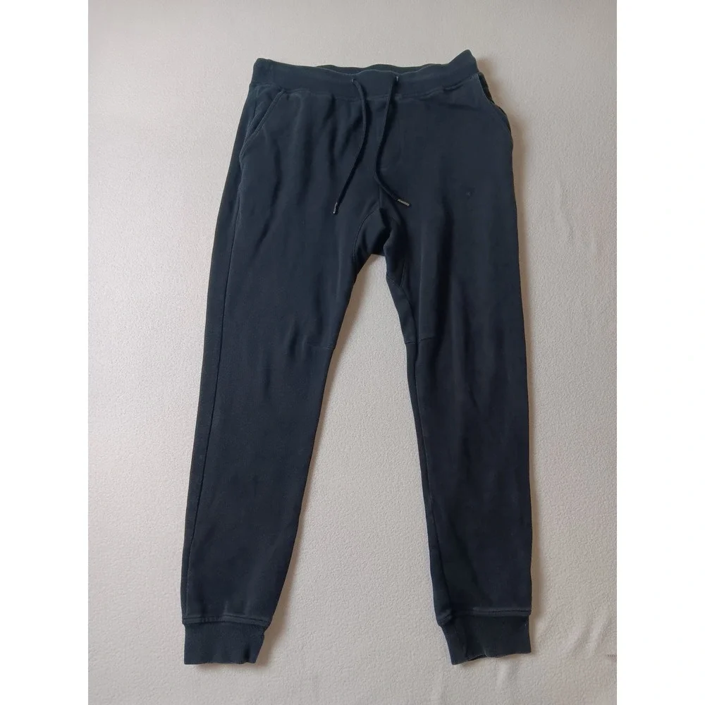 Original Use Mens Black Fleece Jogger Sweatpants Small Drawstring Tapered Leg